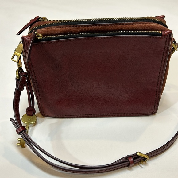Fossil Campbell Leather Red Crossbody Bag - Picture 3 of 16